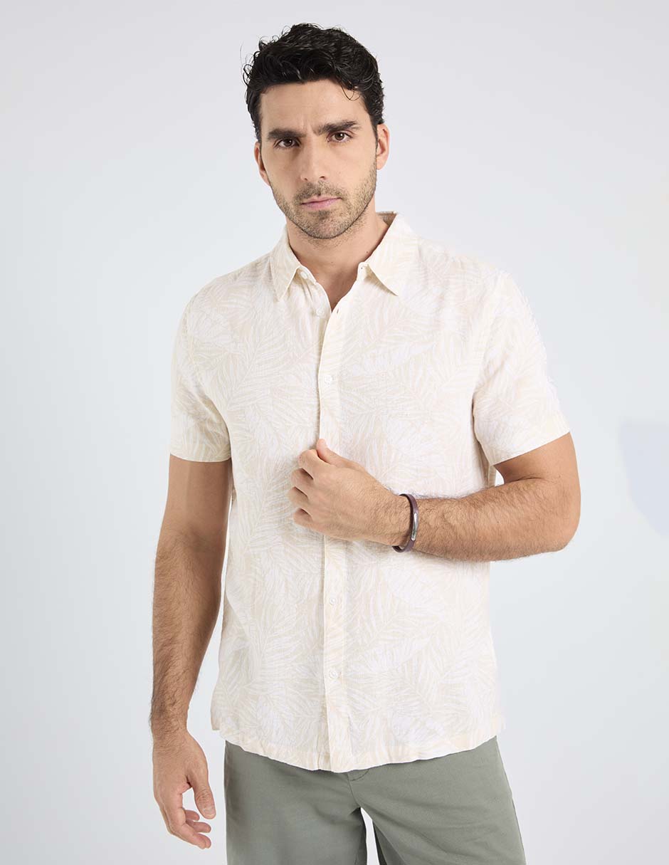 Camisa playa Jbe de algodón manga corta para hombre