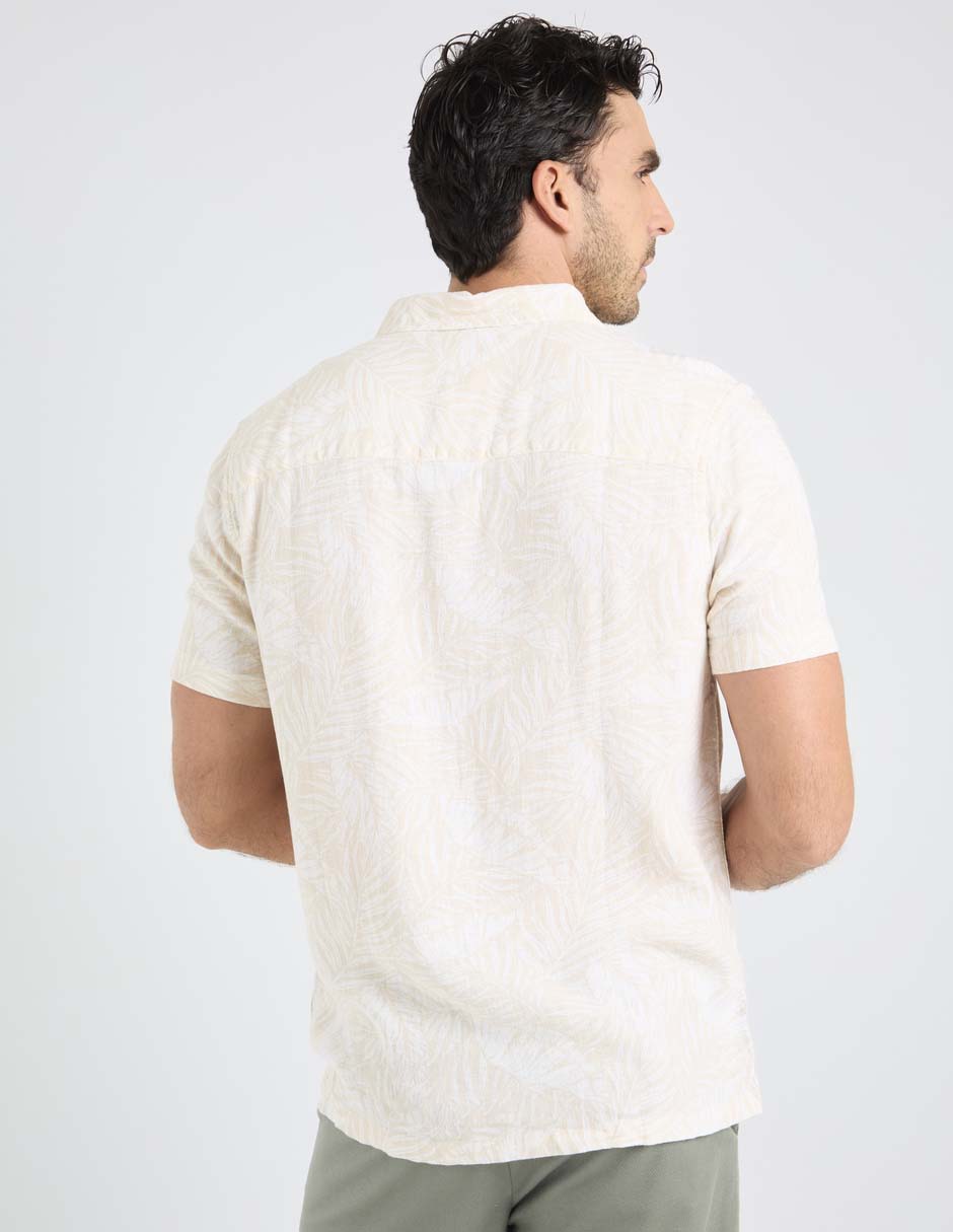 Camisa playa Jbe de algodón manga corta para hombre