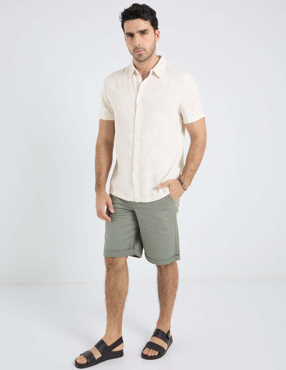 Camisa playa Jbe de algodón manga corta para hombre