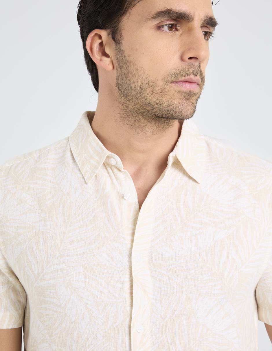 Camisa playa Jbe de algodón manga corta para hombre