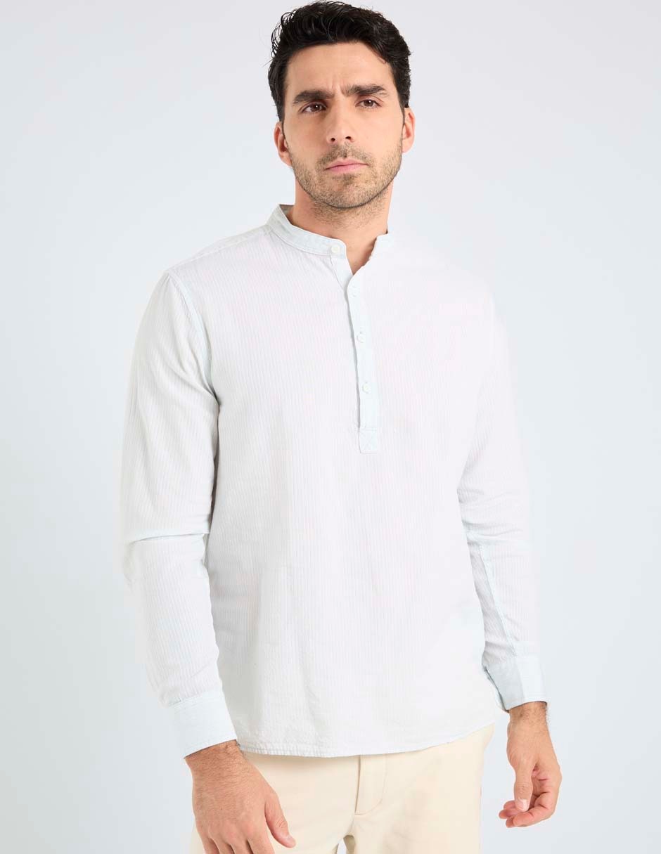 Camisa playa de algodón manga larga para hombre 1