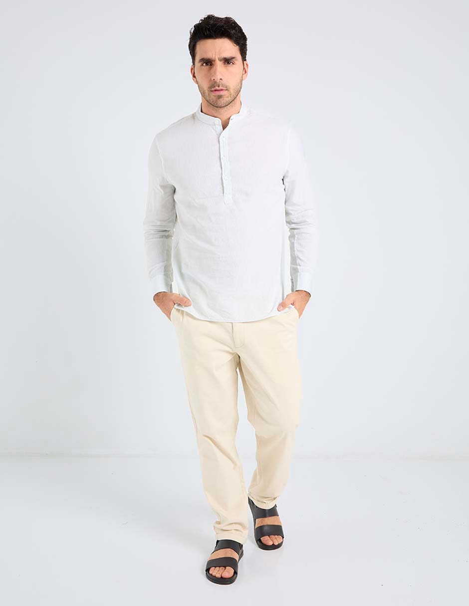 Camisa playa de algodón manga larga para hombre 6