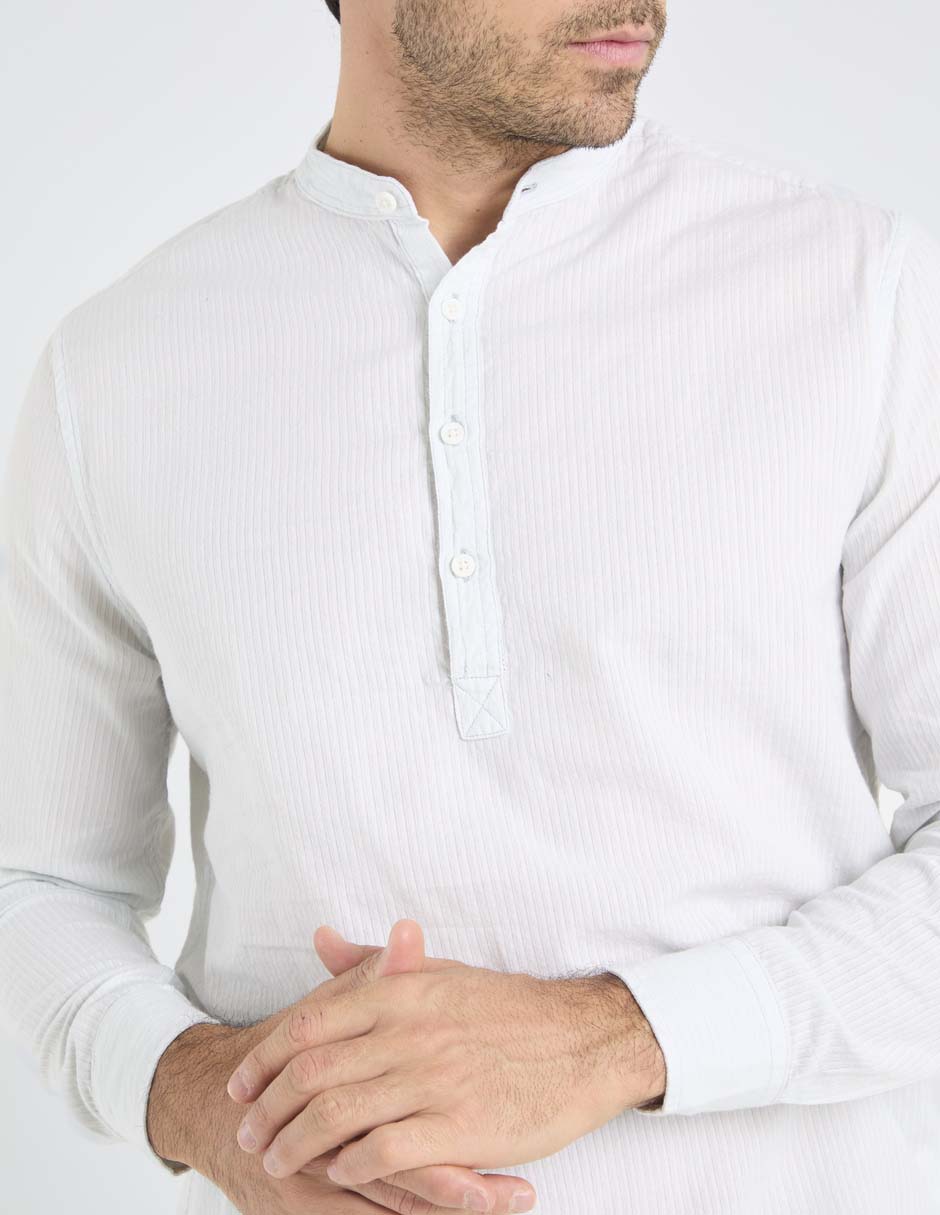 Camisa playa de algodón manga larga para hombre 7