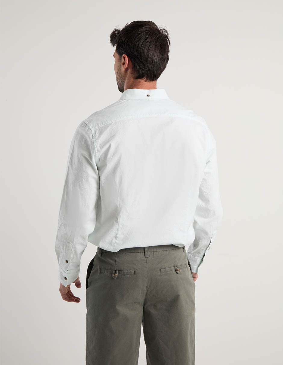 Camisa casual de algodón manga larga para hombre 6