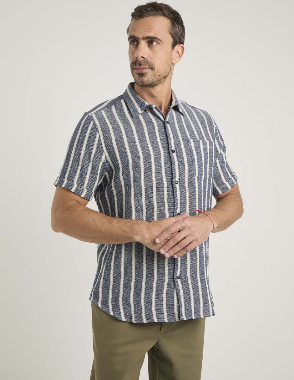 Camisa casual de algodón manga al codo para hombre Camisa casual de algodón manga al codo para hombre