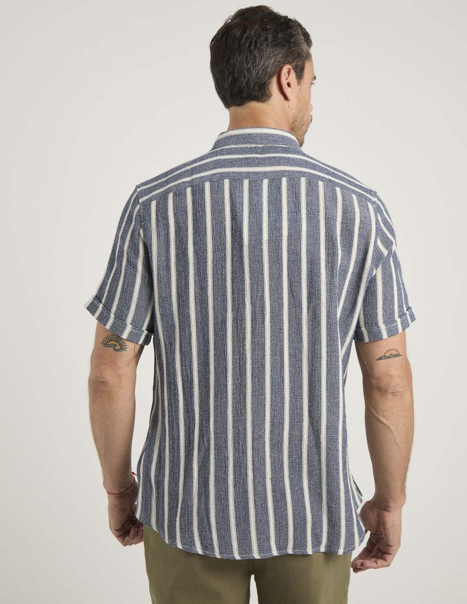 Camisa casual de algodón manga al codo para hombre 6