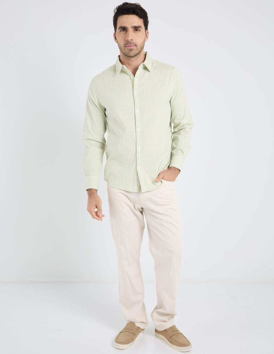 Camisa casual de algodón manga larga para hombre