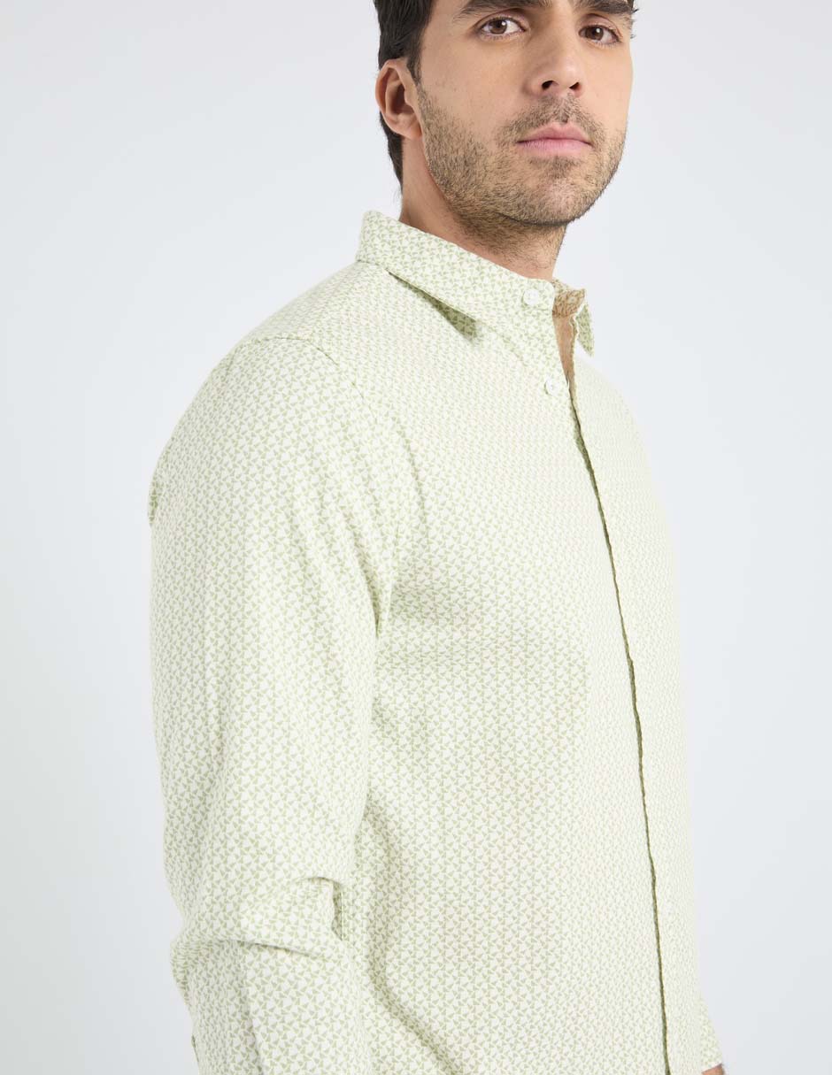 Camisa casual de algodón manga larga para hombre