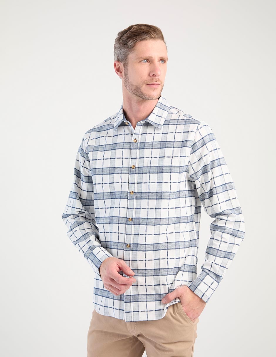 Camisa casual de algodón manga larga para hombre 1