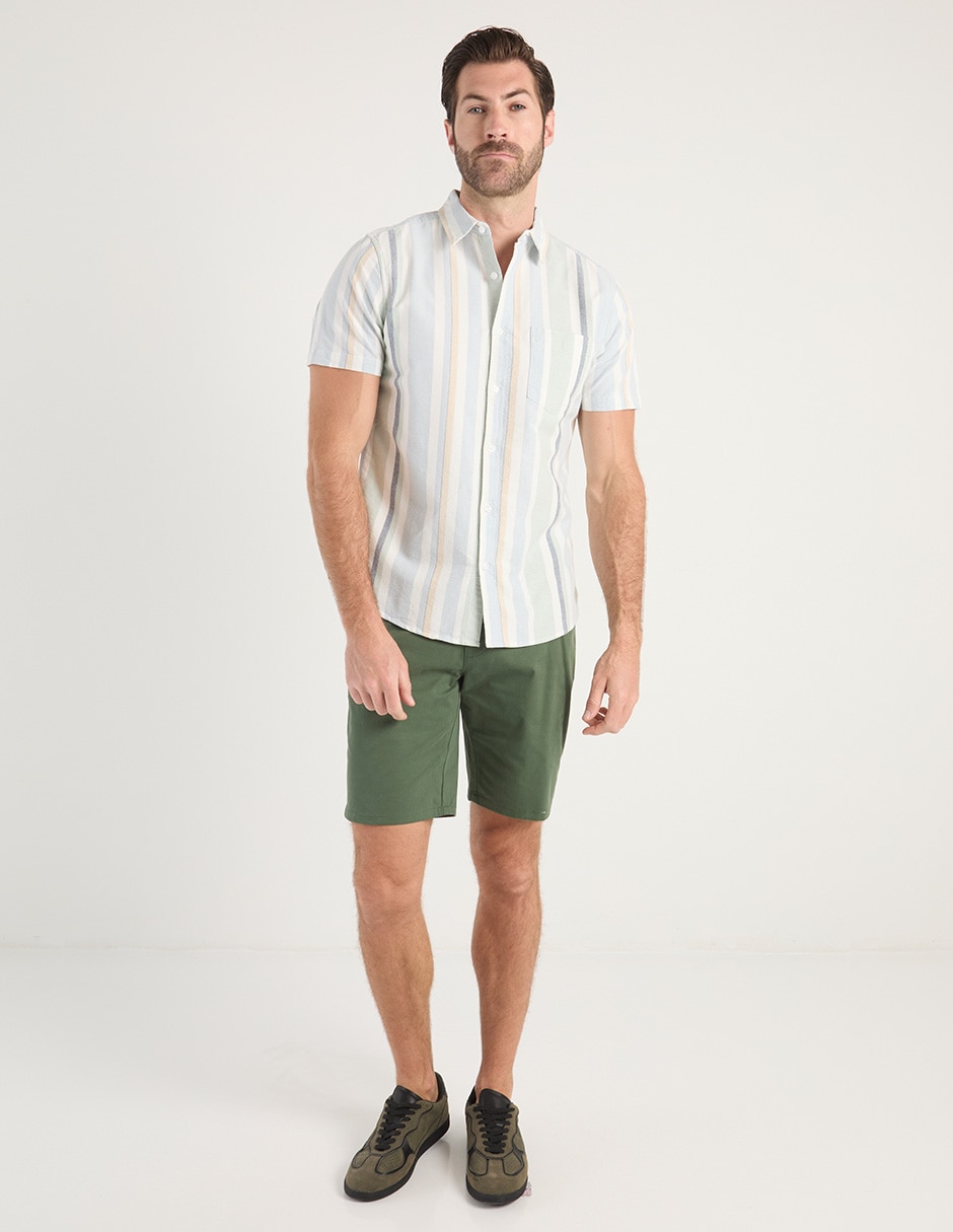 Camisa casual de algodón manga corta para hombre