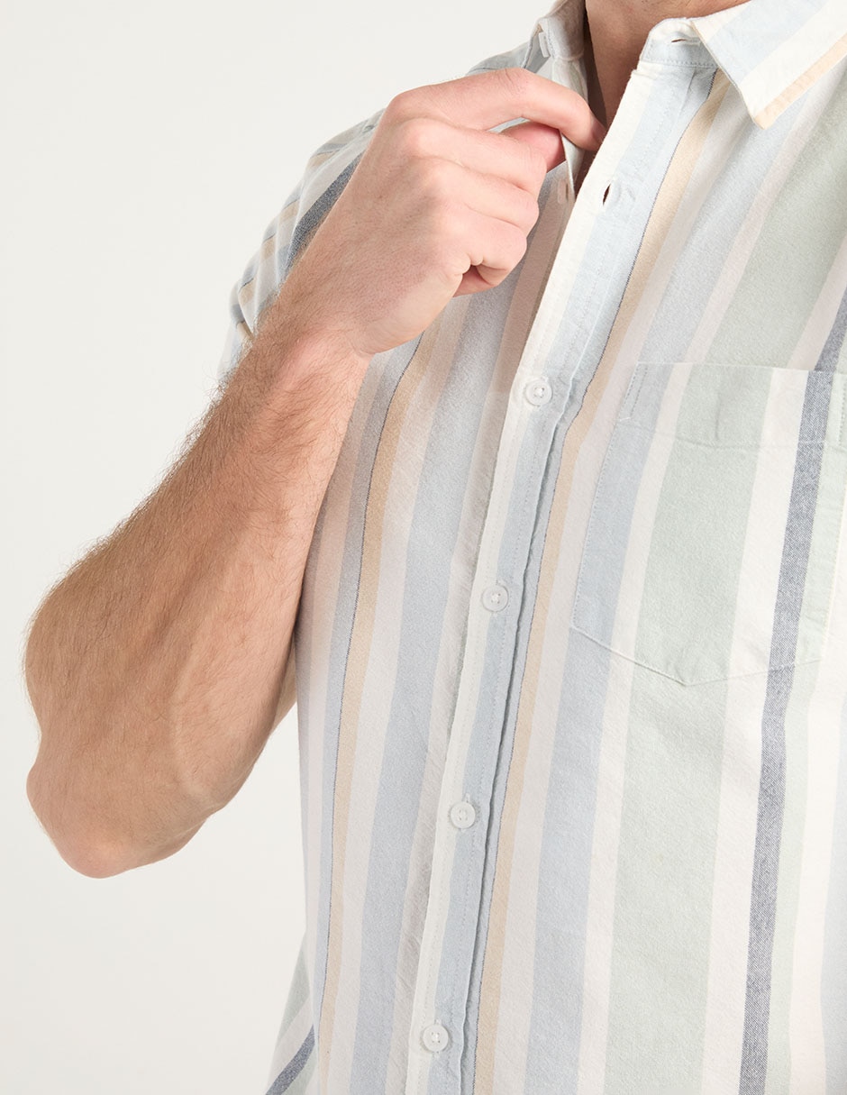 Camisa casual de algodón manga corta para hombre