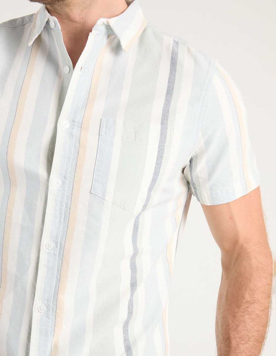 Camisa casual de algodón manga corta para hombre
