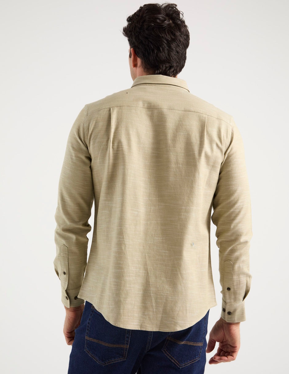 Camisa casual de algodón manga larga para hombre