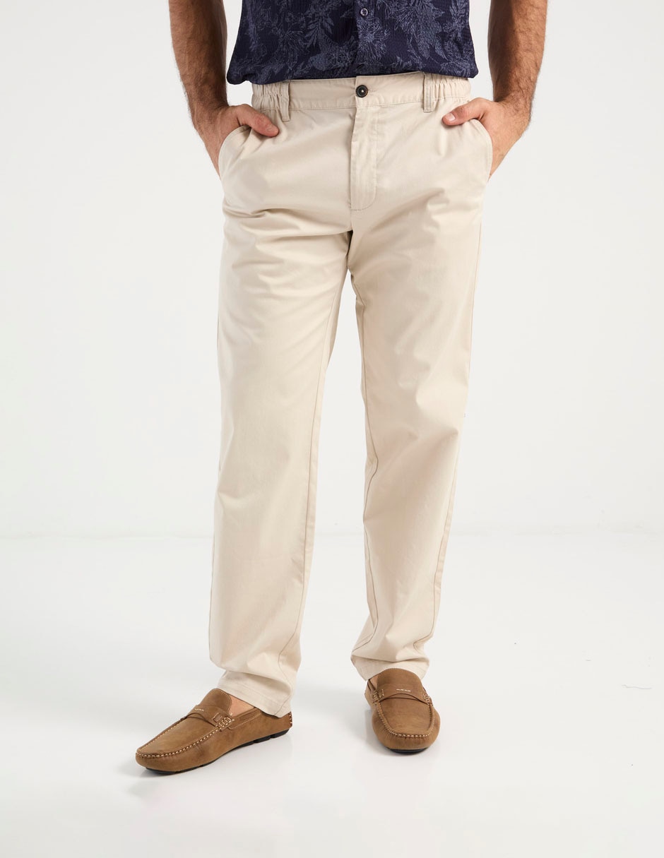 Pantalón chino regular de algodón para hombre