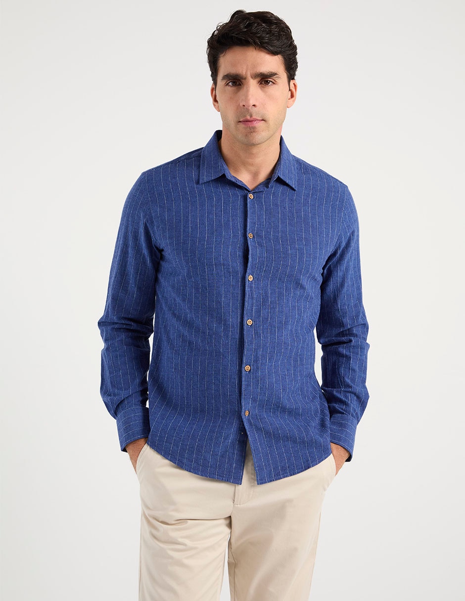 Camisa casual de algodón manga larga para hombre Camisa casual de algodón manga larga para hombre