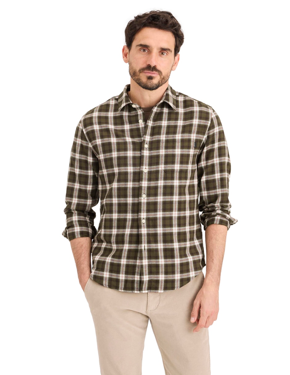 Camisa casual de algodón manga larga para hombre Camisa casual de algodón manga larga para hombre