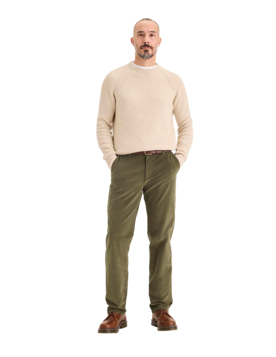Pantalón chino recto de algodón para hombre