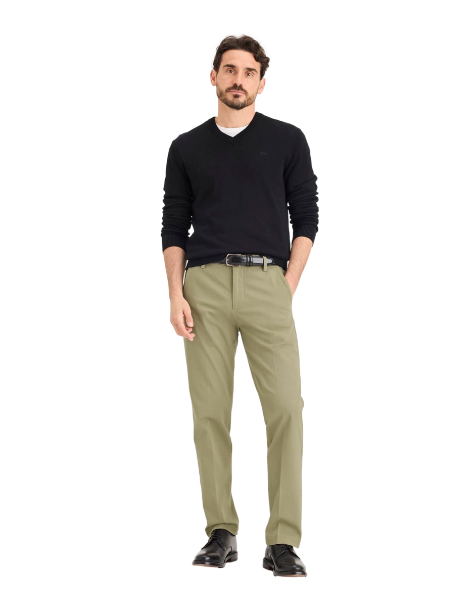 Pantalón de vestir slim de algodón para hombre