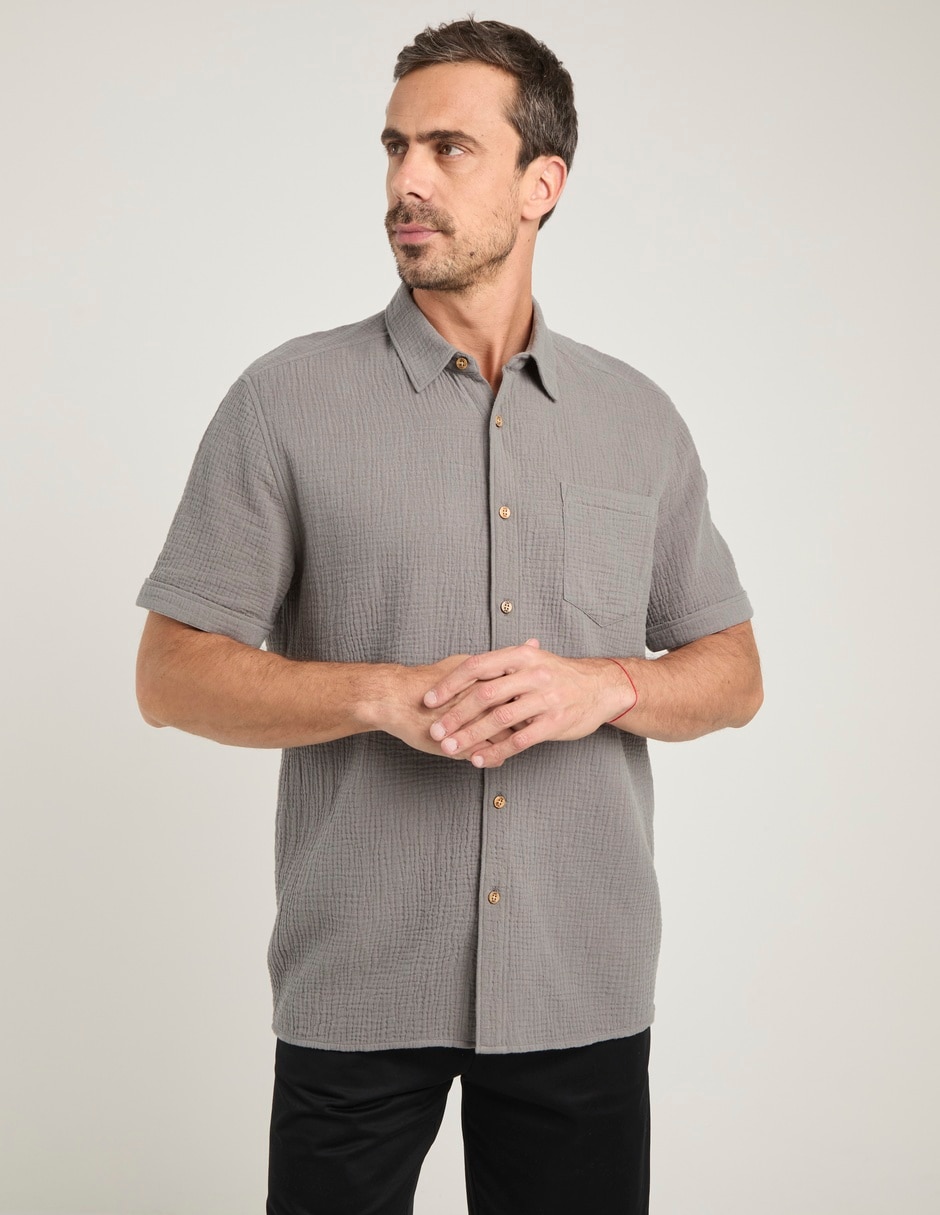 Camisa casual Jbe de algodón manga corta para hombre
