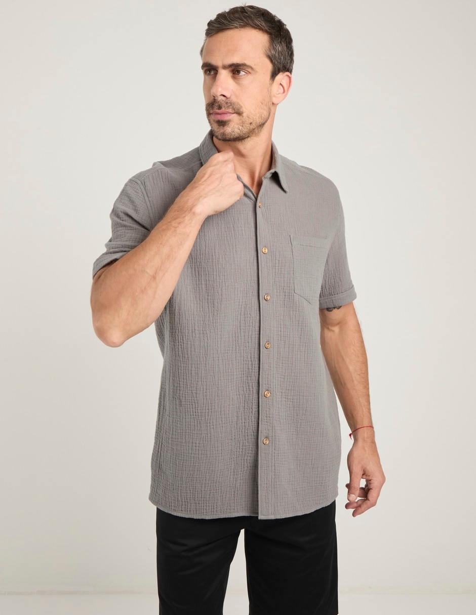 Camisa casual Jbe de algodón manga corta para hombre