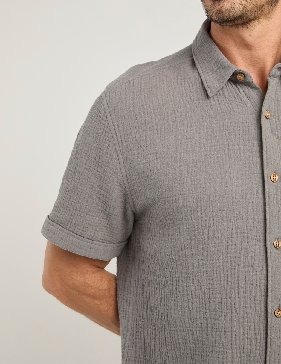 Camisa casual Jbe de algodón manga corta para hombre