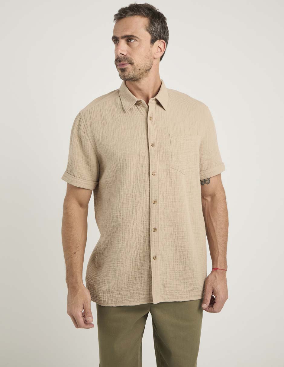 Camisa casual de algodón manga corta para hombre Camisa casual de algodón manga corta para hombre