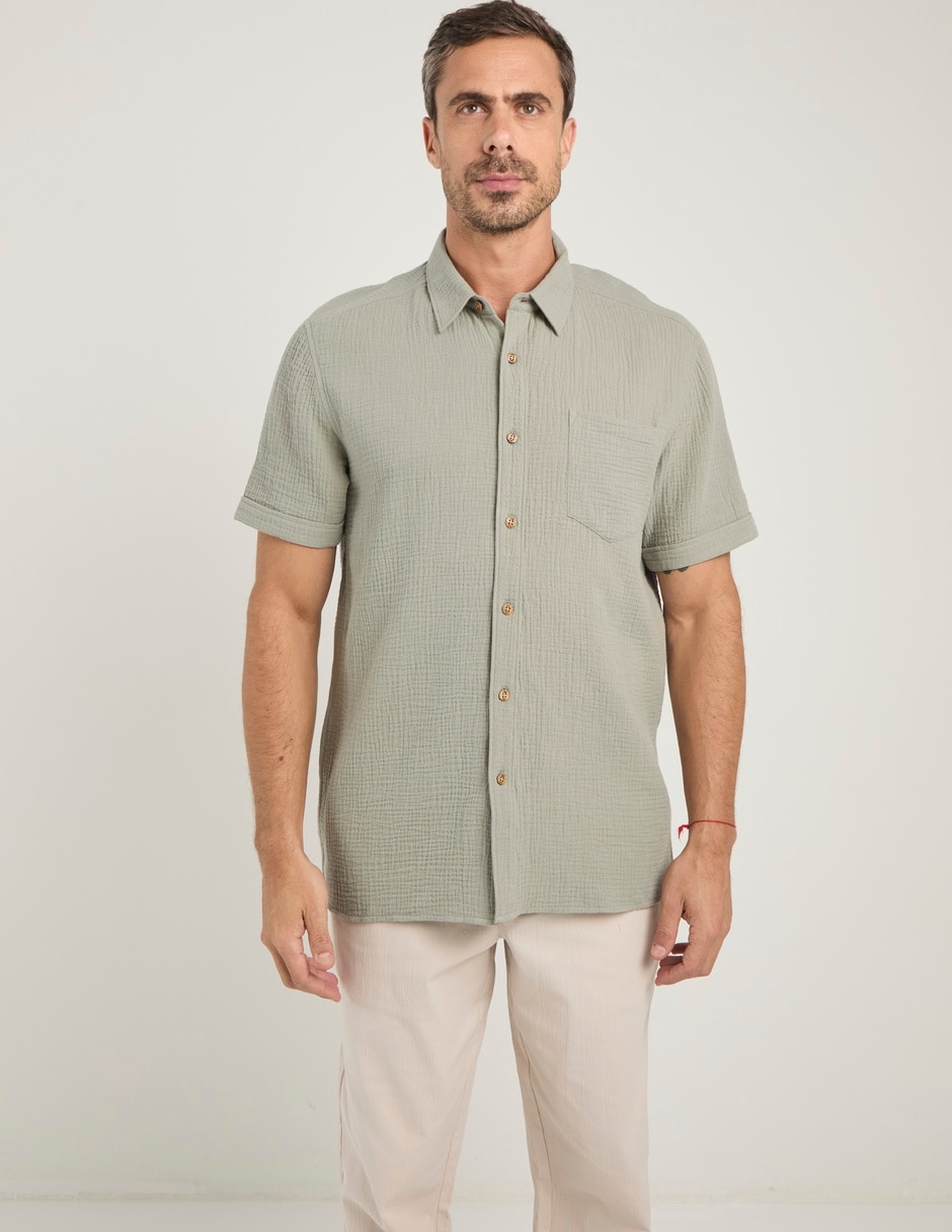 Camisa casual de algodón manga corta para hombre Camisa casual de algodón manga corta para hombre