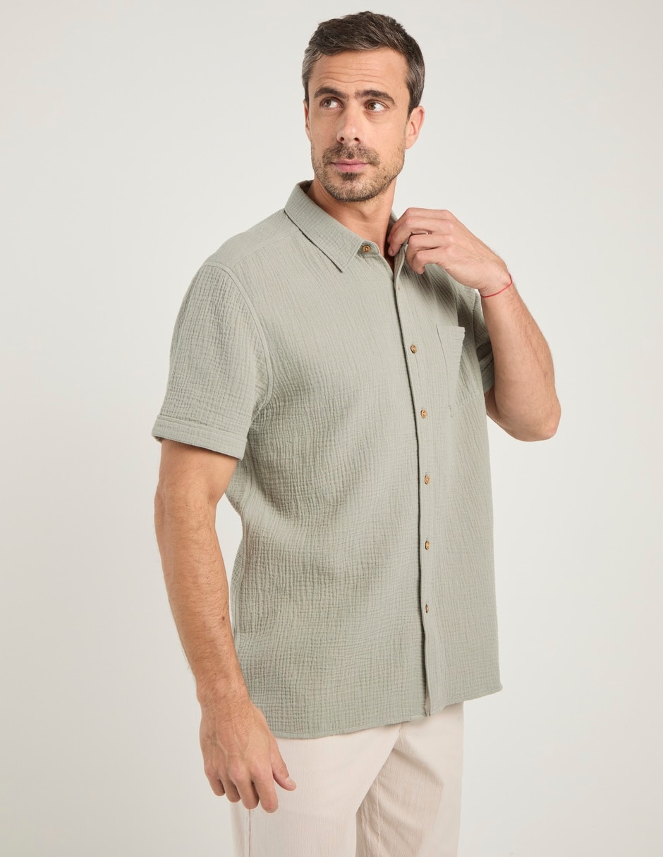 Camisa casual de algodón manga corta para hombre 2