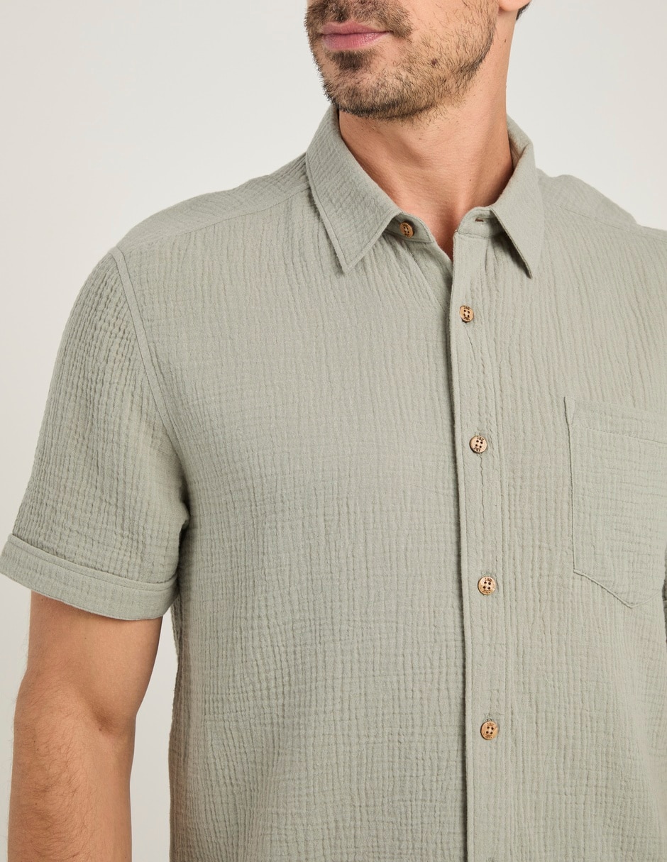 Camisa casual de algodón manga corta para hombre 4