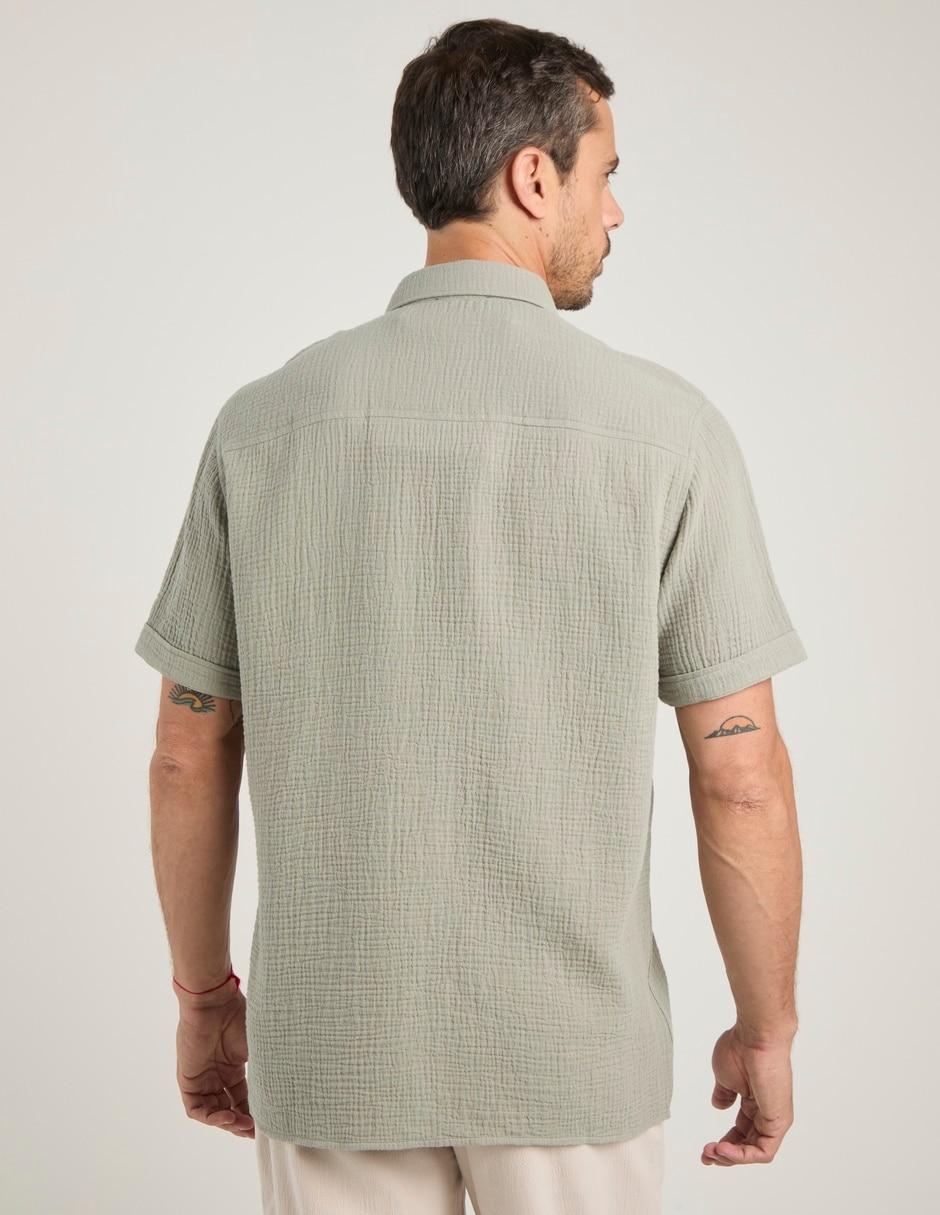 Camisa casual de algodón manga corta para hombre 6