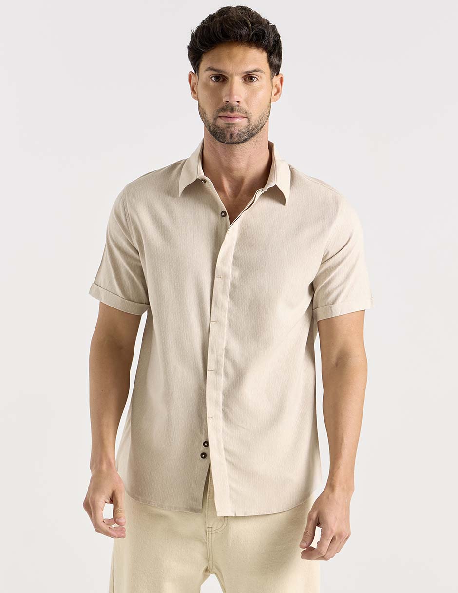 Camisa casual Jbe de algodón manga corta para hombre