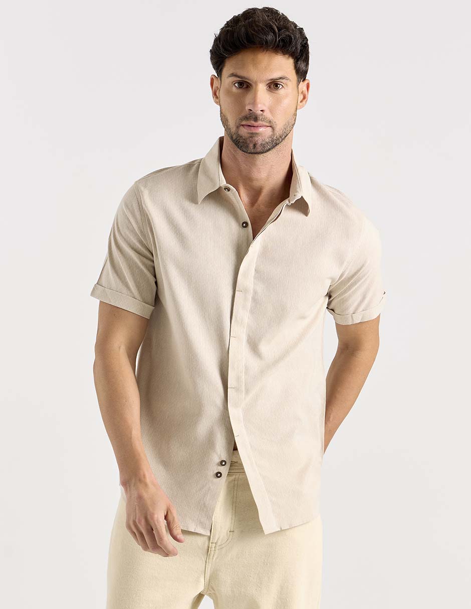Camisa casual Jbe de algodón manga corta para hombre
