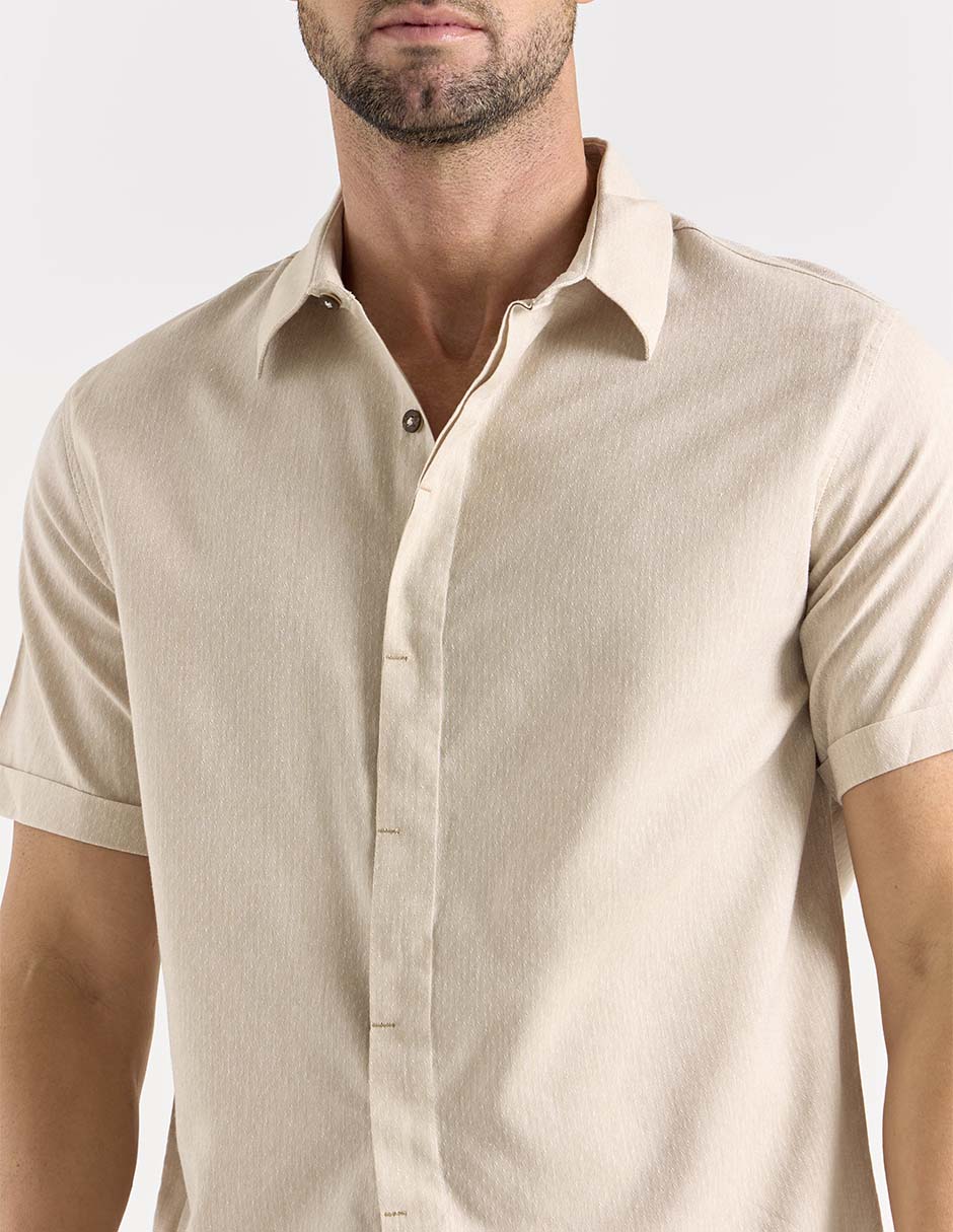 Camisa casual Jbe de algodón manga corta para hombre