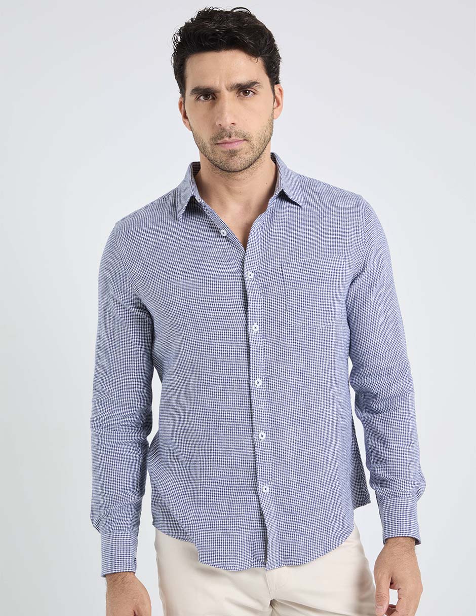Camisa casual de algodón manga larga para hombre