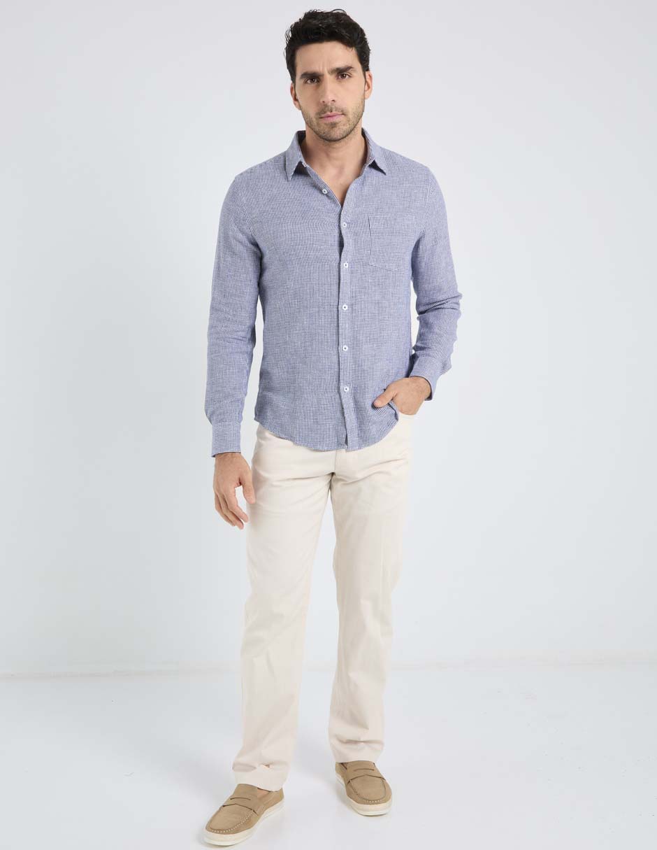 Camisa casual de algodón manga larga para hombre