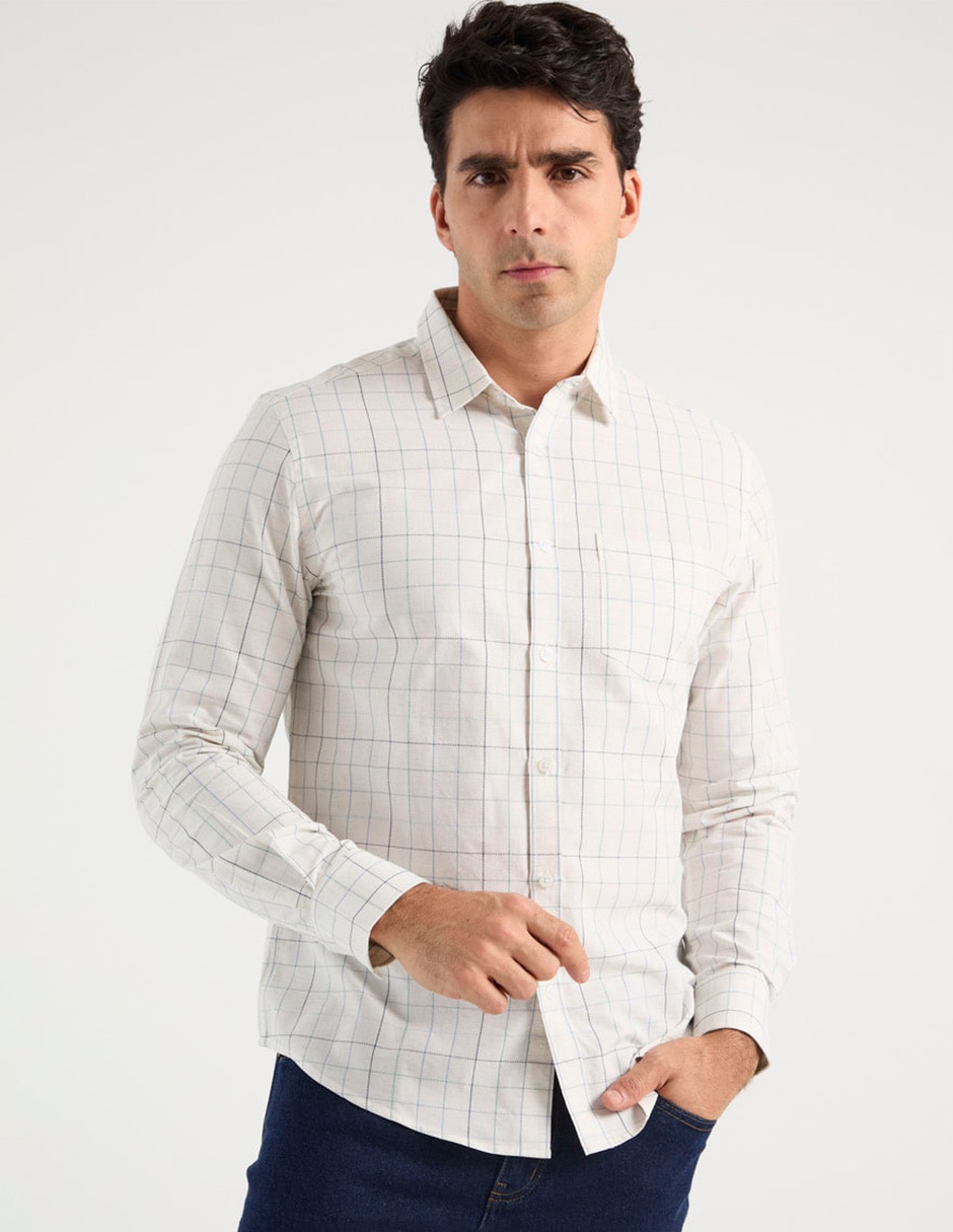 Camisa casual de algodón manga larga para hombre Camisa casual de algodón manga larga para hombre