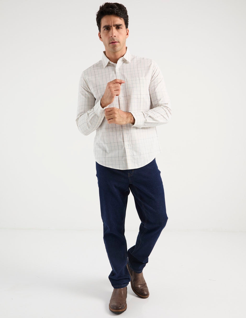 Camisa casual de algodón manga larga para hombre
