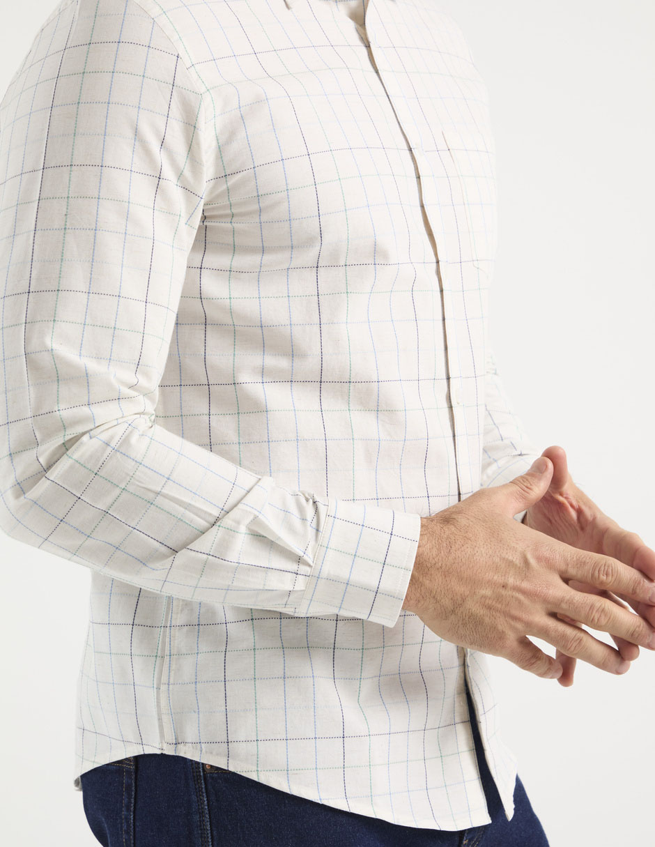 Camisa casual de algodón manga larga para hombre