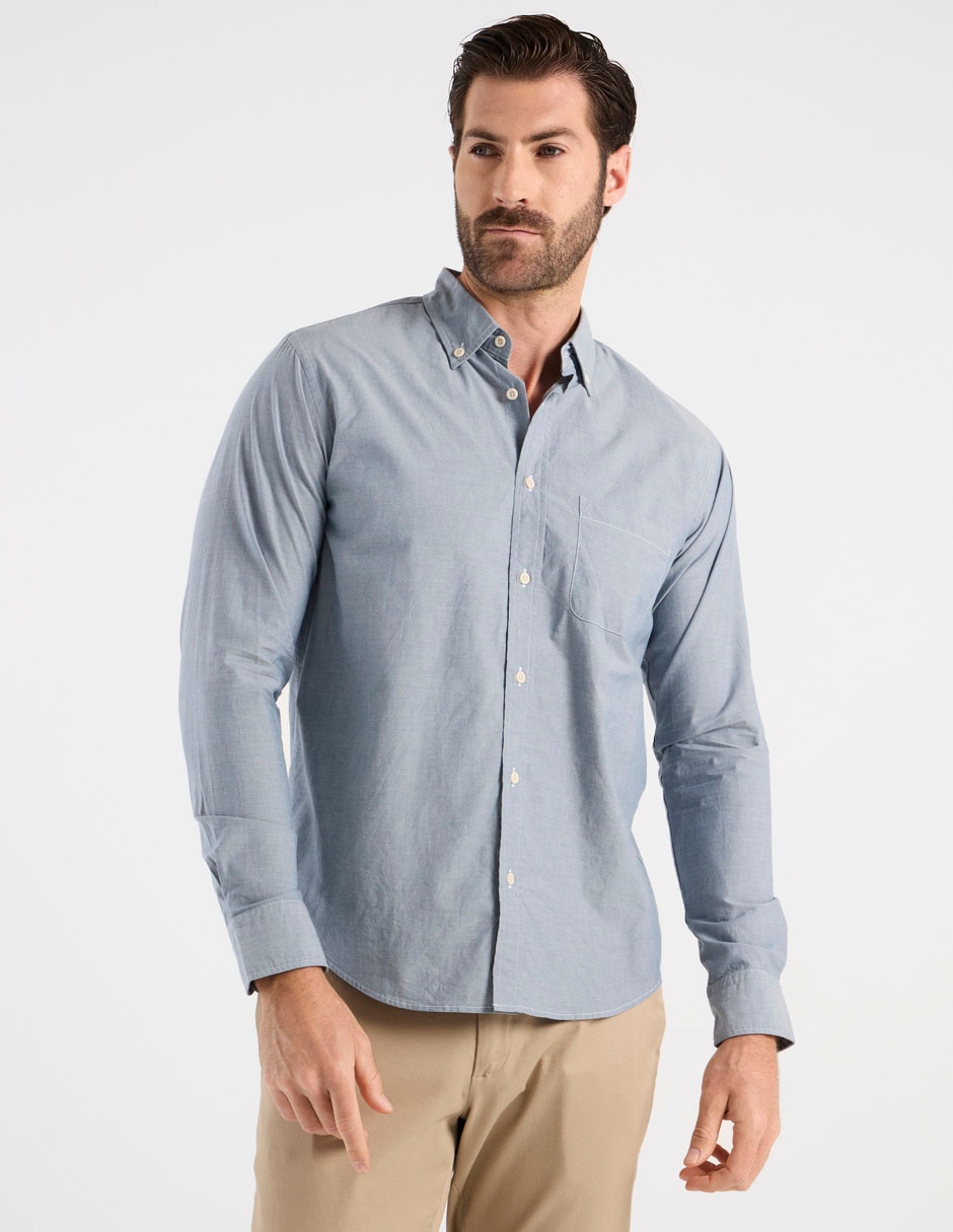 Camisa casual de algodón manga larga para hombre 1