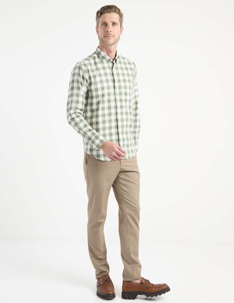 Camisa casual de algodón manga larga para hombre 6