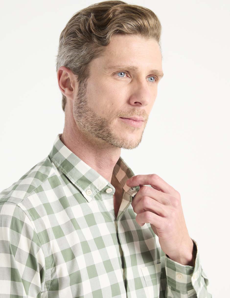 Camisa casual de algodón manga larga para hombre 7