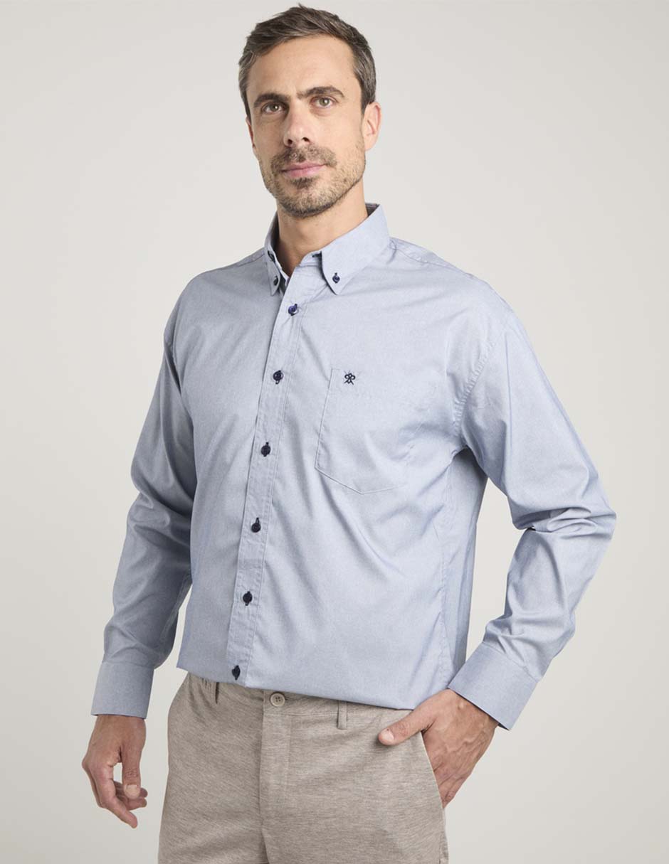 Camisa business casual Cavalatti manga larga para hombre