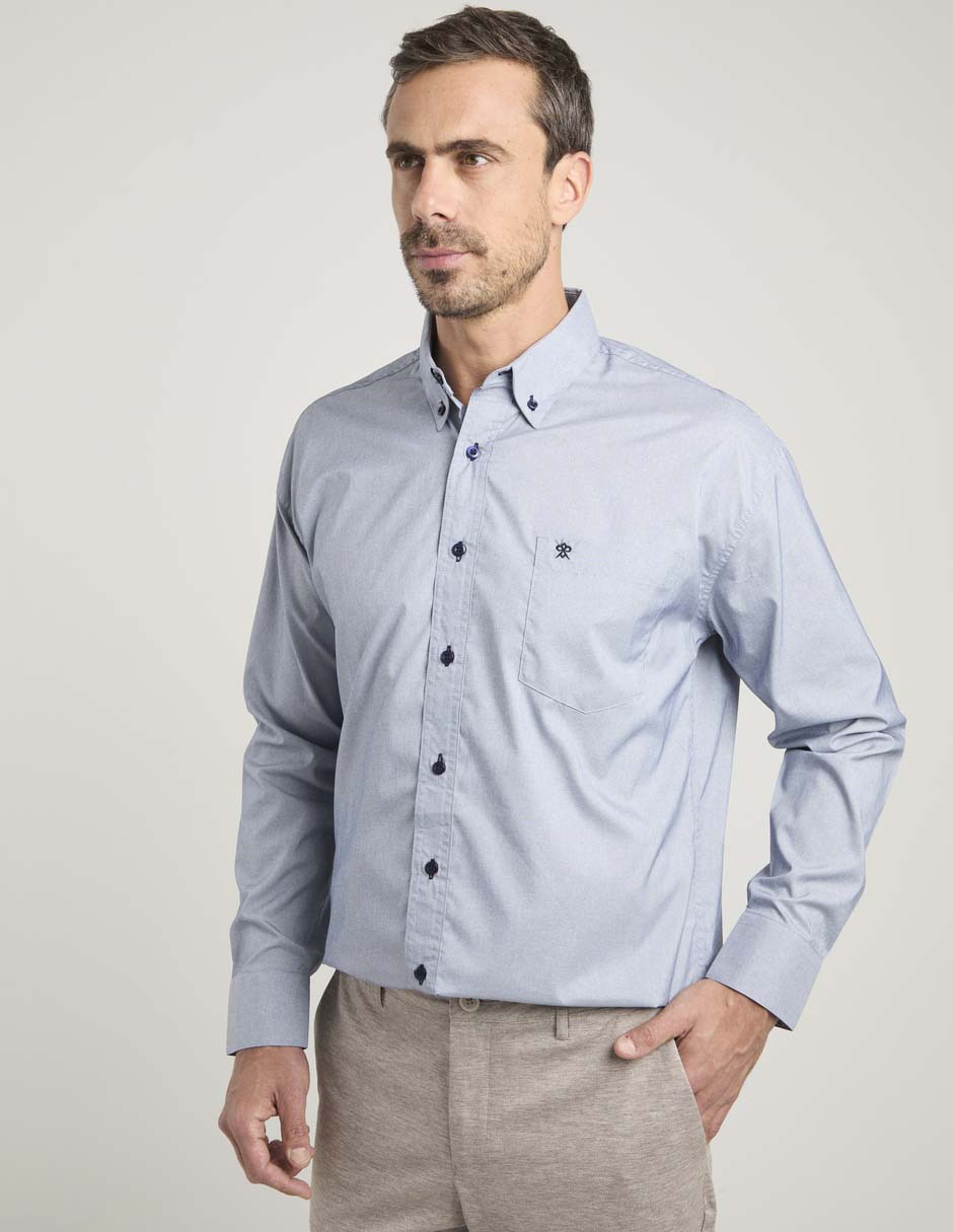 Camisa business casual Cavalatti manga larga para hombre