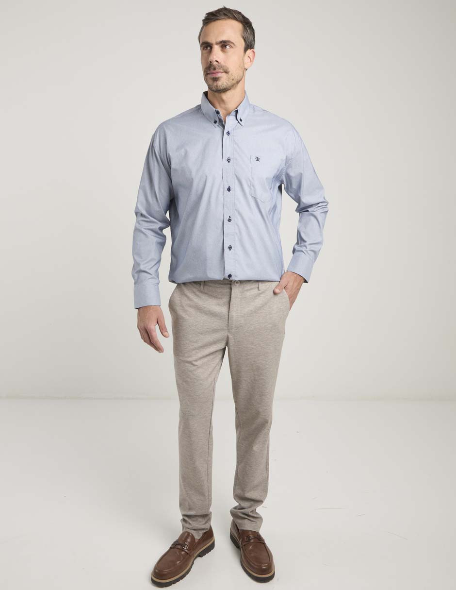 Camisa business casual Cavalatti manga larga para hombre