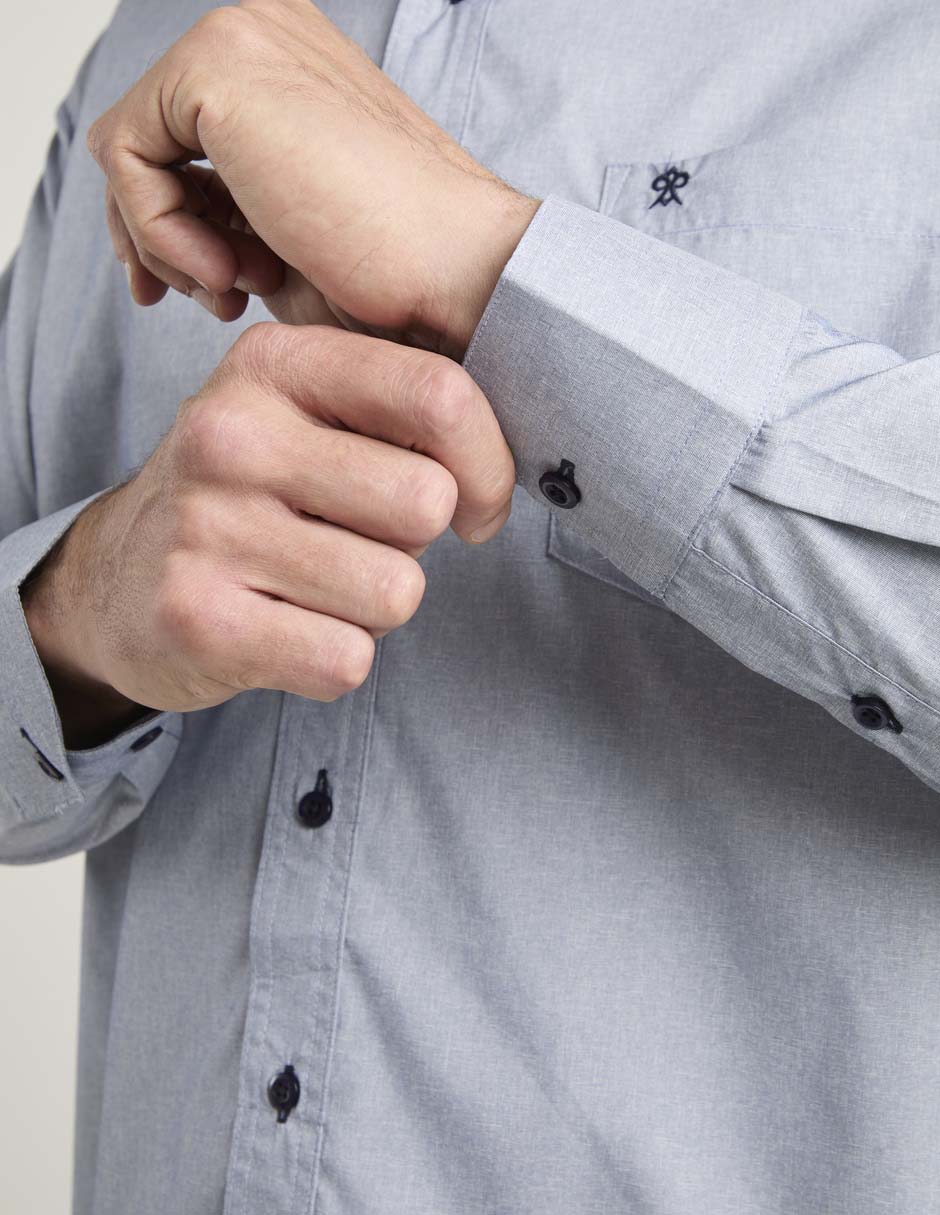 Camisa business casual Cavalatti manga larga para hombre