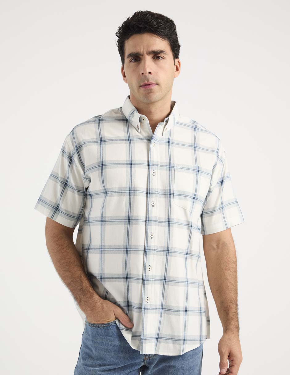 Camisa casual Cavalatti de algodón manga corta para hombre
