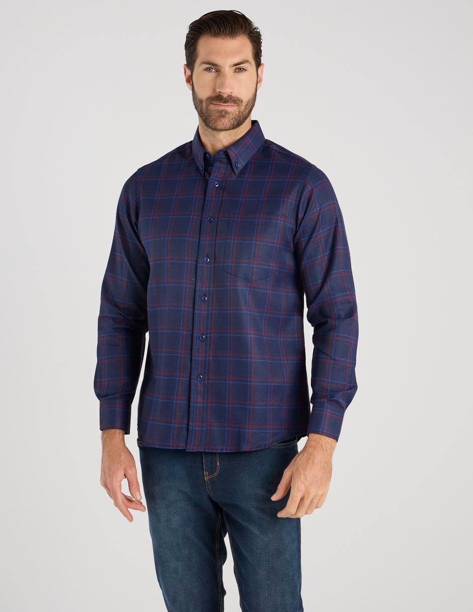 Camisa casual Regent Street de algodón manga larga para hombre
