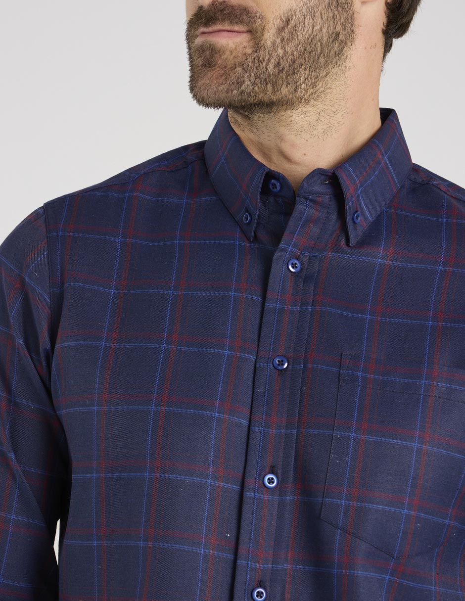 Camisa casual Regent Street de algodón manga larga para hombre