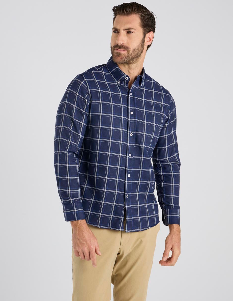 Camisa casual de algodón manga larga para hombre 1