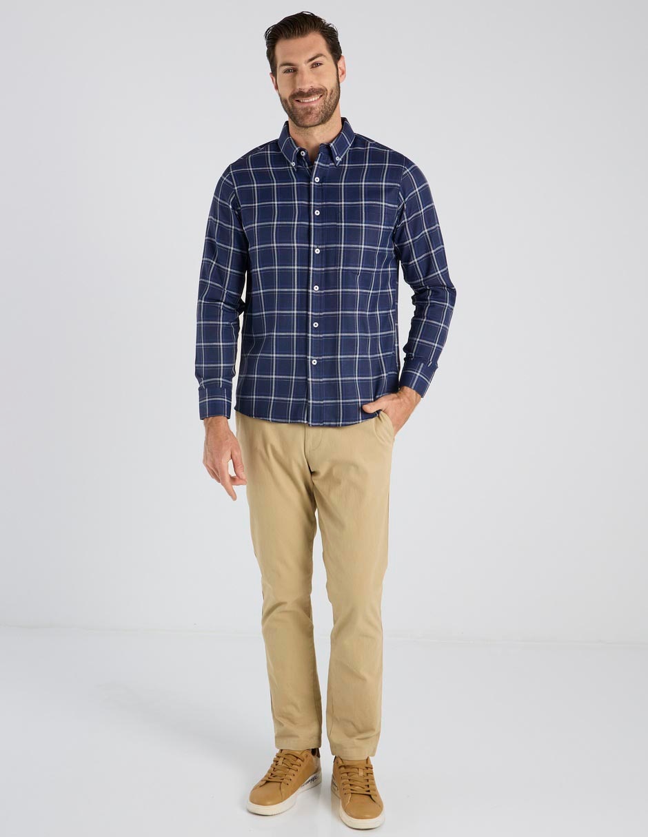 Camisa casual de algodón manga larga para hombre 6